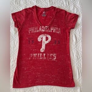 Philadelphia Phillies Red Burnout Short-Sleeve T-Shirt - Women’s Large